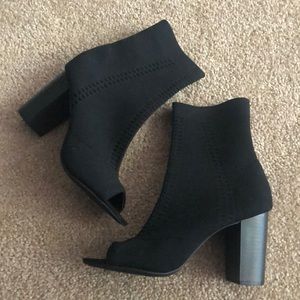 Black Booties Peep Toe